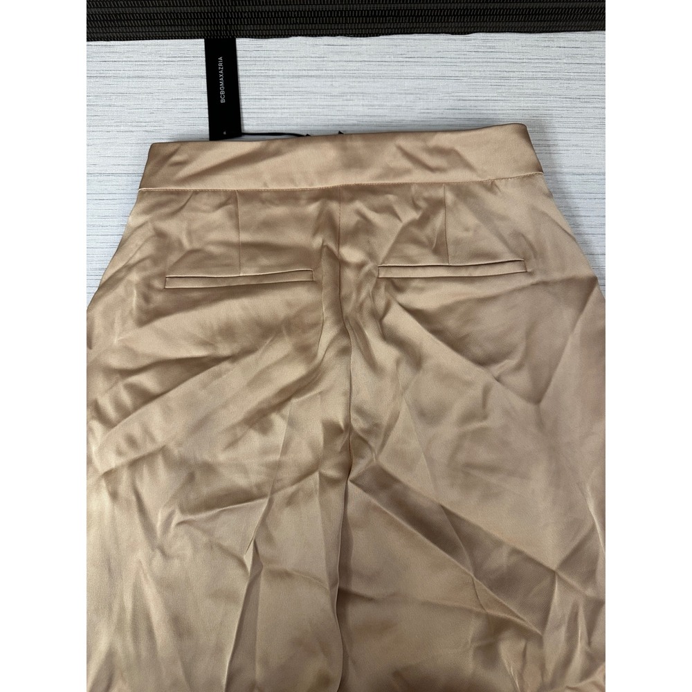 BCBGMAXAZRIA Dusty Pink Satin Wide Leg Pleated Trousers Pants 2W07B08 Size 2 NEW - Picture 6 of 8